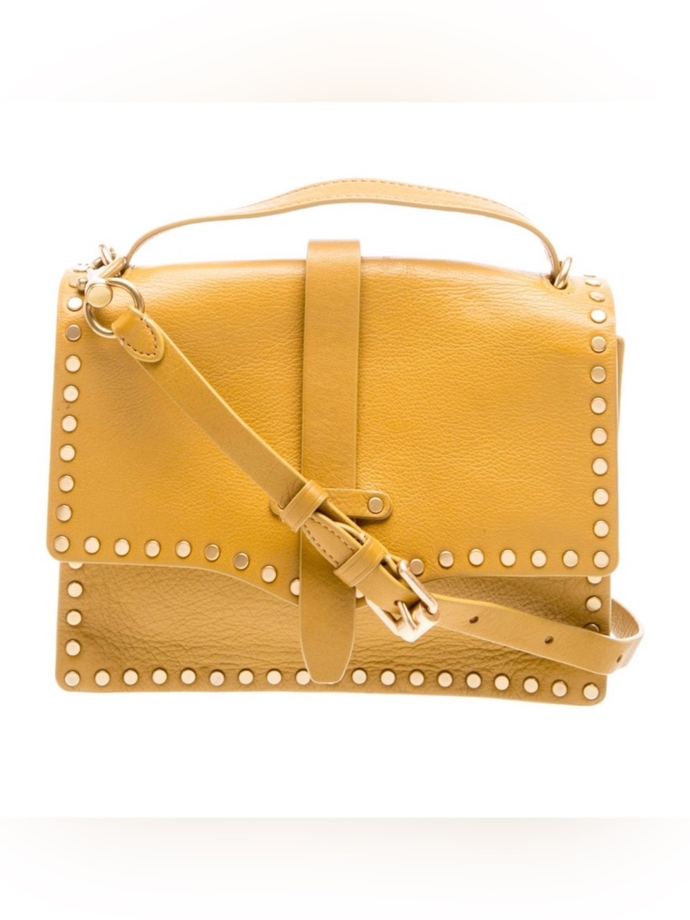 Rebecca Minkoff Mustard Yellow Studded Leather Satchel